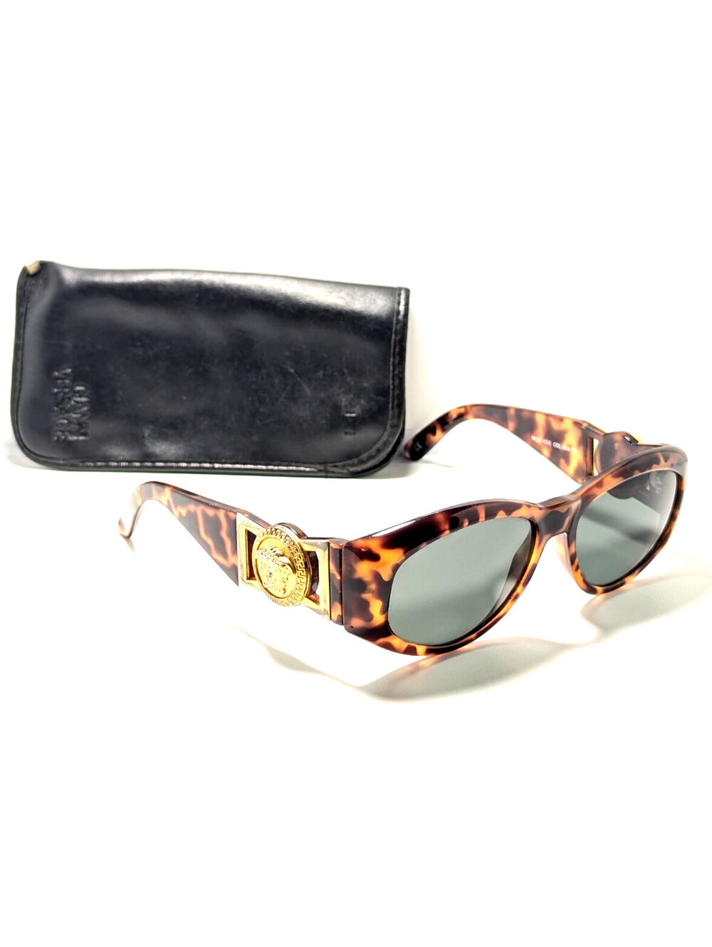 Gianni Versace MOD424 Green UV Brown Tortoiseshell Cat Eye Women's Sunglasses